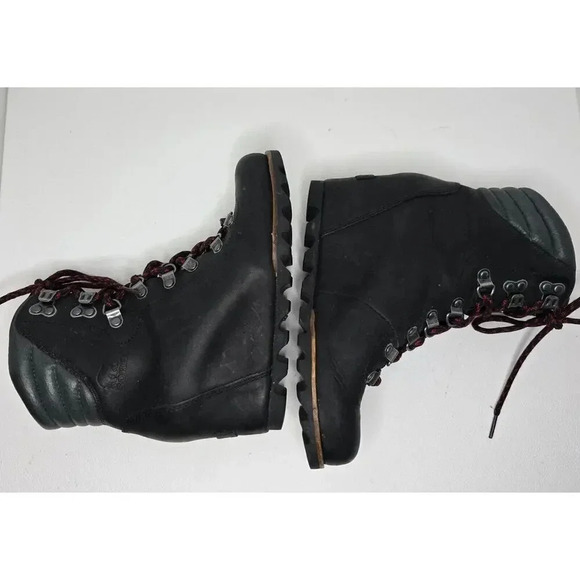 SOREL Conquest Wedge Lace Up Waterproof Leather Boots Black Women's, Size 6.5 - Picture 5 of 10